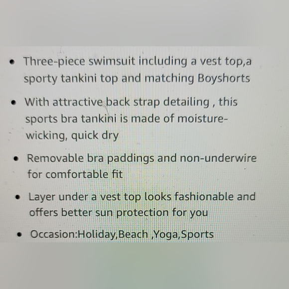 NWOT 3 PIECES BOY SHORT SWIM SPORTS BRA TOP SWIM TEE YOGA WORK OUT VOLLEYBALL - Picture 8 of 11